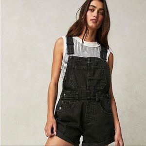 Free People Ziggy Shortalls Overalls - Washed Black - Size XS - EUC
